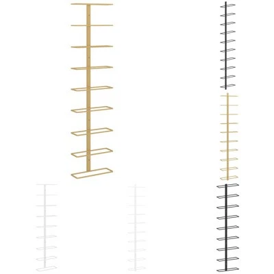 1/2x Wall-mounted Wine Rack for 9/10 Bottles Black Iron Storage Cabinet vidaXL - image 1 of 4