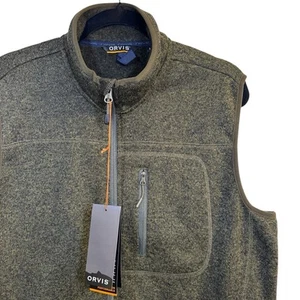 ORVIS Men’s Large R65 Sweater Fleece Vest Tarragon Full Zip Polyester Knit Layer - Picture 1 of 12