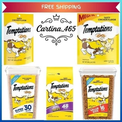 Temptations Cat Treats Tasty Chicken Flavor 3oz – 48oz Crunchy & Soft Snack Mix - Image 1 of 4