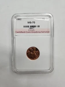 BRILLIANT 1962 1c GRADED MS70 RD Lincoln Penny Cent Coin CCGS #129477 - Picture 1 of 14