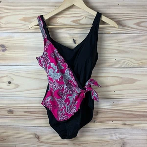 Ocean Dream Swimsuit Womens 8 Pink Bandana Wrap One Piece Beach Western Boho - Picture 1 of 14
