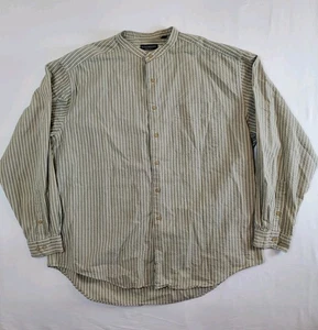 The J Peterman Company Beige White Blue Stripe - XXL Button-Up Dress Shirt Top - Picture 1 of 21