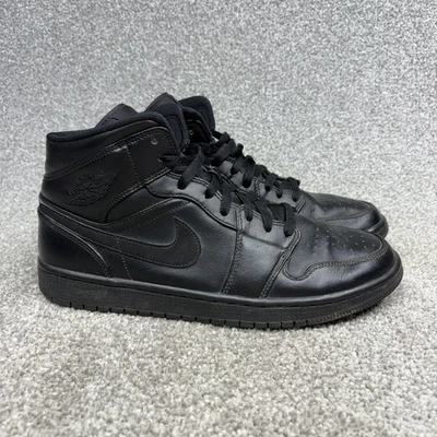 Nike Air Jordan 1 Mid Triple Black Shoes Sneakers Size 10 Leather 554724 090 - Image 1 of 4