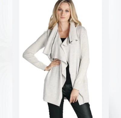 Cárdigan Elan manga larga con detalle de cremallera frontal abierta talla mediana Foto 1 de 4