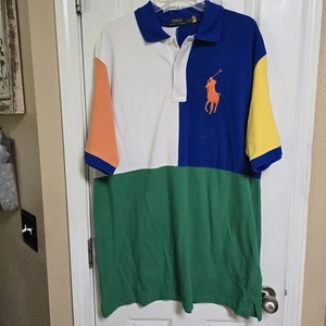 Polo Ralph Lauren Mens Multicolor Color Block Big Logo Polo Shirt Size XLT - Picture 1 of 5