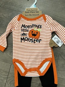 Baby Essentials Mommy's Little Monster 4 pc. Halloween Outfit - Size 6 month - Picture 1 of 4