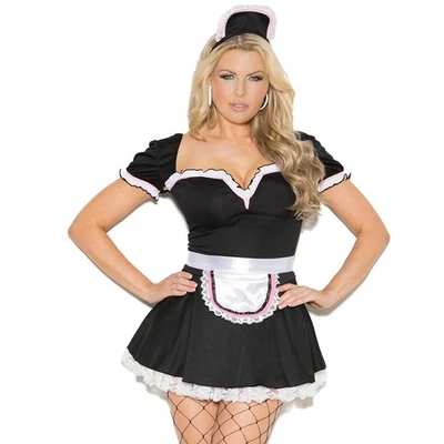 Maid Costume Mini Dress Apron Hat French Sexy Uniform 9132 3X/4X Plus Size - Image 1 of 4