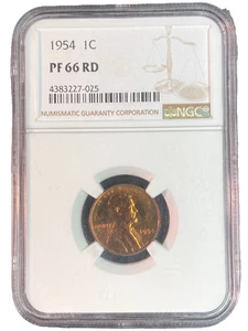 1954 PF66 RD Certified NGC Proof Lincoln Memorial  Penny One Cent Coin. - Picture 1 of 3