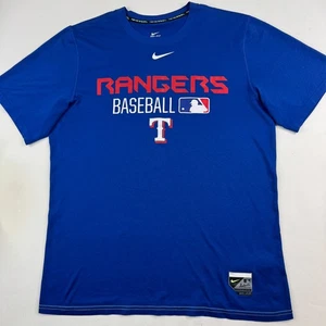 Nike Dri-Fit BSBL Mens Small Blue Texas Rangers MLB Authentic T-Shirt - Picture 1 of 10