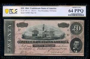 AC T-67 $20 1864 Confederate CSA PCGS 64 PPQ - Picture 1 of 2