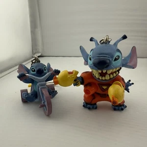 Disney Stitch Keychain Lot of 2 2002 Basic Fun Inc Trike and Blaster Figures - Picture 1 of 4