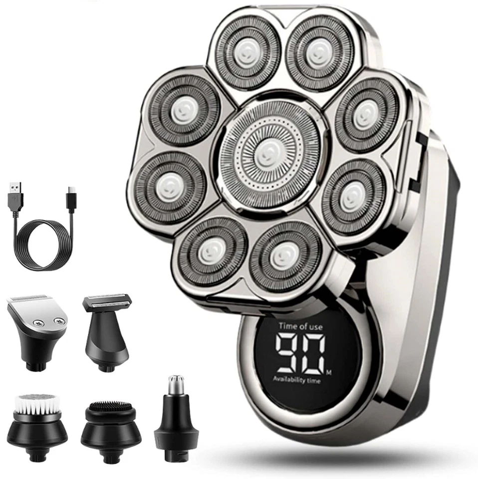 Bawldy Shaver Pro, Bawldy Pro, 9D Floating Head Shaver for Bald Men, 6-In-1 Deta