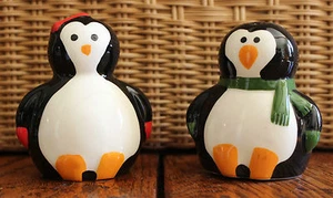 New Salt & Pepper Shakers Set Penguin Girl Boy Christmas Holiday Winter Season - Picture 1 of 1