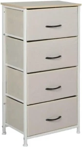 4 Drawers, Tallboy Storage Cabinet, Fabric Tower Dresser Organizer Clothes - Picture 1 of 8