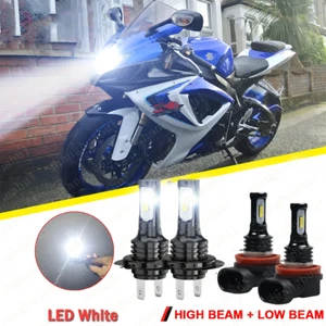 For 2006 2007 Suzuki GSXR600 GSXR750 LED Headlight Bulbs H7+H11 4PC 6000K White - Picture 1 of 11