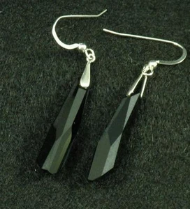 Avilagems Crystalactite Swarovski Kristall schwarz 0,925 Sterlingsilber Ohrringe 2" - Bild 1 von 3
