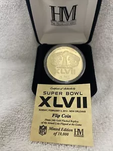 Super Bowl XLVII NFL Ravens vs 49ers Gold Flip Coin 2013 New Orleans #28 - Picture 1 of 3