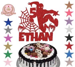 Spiderman custom cake topper superhero comic glitter/mirror personalised topper - Picture 1 of 6