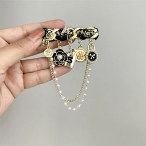 New Handmade Pearl Chain Brooch Camellia Flower Pin Great For Gift Jewelry - Picture 1 of 5