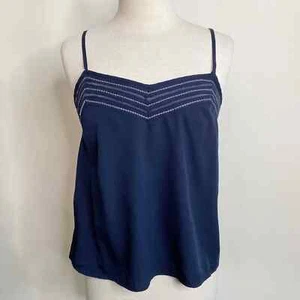 Anthro E by Eloise camisole tank navy blue embroidered lightweight S - Picture 1 of 7