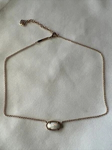 Kendra Scott Elisa White Iridescent Drusy Pendant Necklace Gold Tone - Picture 1 of 7