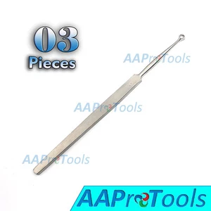 3 Pcs ENT Dermatology Fox Dermal Curettes 3mm Surgical MedicaI 5.5" Instruments - Picture 1 of 3
