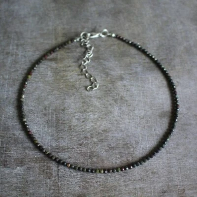 Natural African Bloodstone Beaded Necklace Green Stone Choker Healing Crystal - Image 1 of 4