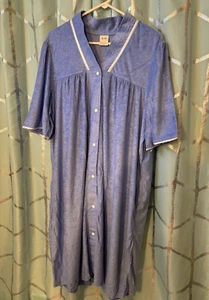 Blair Long Blue Terrycloth Nightgown House Dress Button up Plus 2X New! - Picture 1 of 5