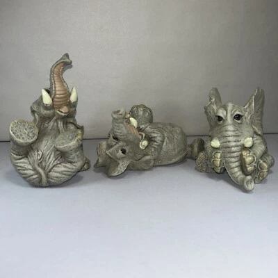 Juego de 3 estatuillas de elefante Sealmark 1998 vintage raro Foto 1 de 4
