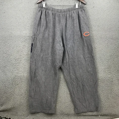 NFL Sweatpants Adult Large Gray Chicago Bears Pull On Straight Leg 35757 Cover