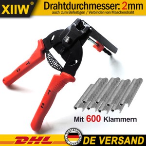 Drahtbefestigungszange für Maschendraht Drahtklammern Zaunzange mit 600 Klammern