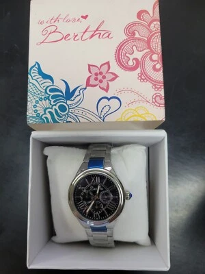 NEW Bertha BR1402 Women's Rachel Watch Analog Stainless Steel Case Black Dial Wr - Image 1 of 4