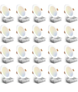Amico 5/6 inch 5CCT LED Recessed Lighting 20 Pack, Dimmable, IC & Damp Rated, 12 - Picture 1 of 4