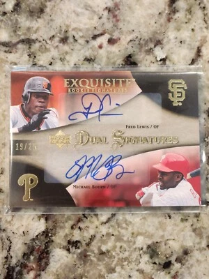 Exquisite Rookie Signatures Reflections 2007/25 Fred Lewis Michael Bourn automático Foto 1 de 2