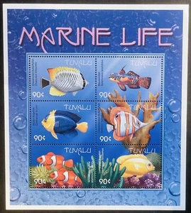TUVALU MARINE LIFE STAMPS MNH 2000 WILDLIFE ANGELFISH BUTTERFLY FISH SEA OCEAN - Picture 1 of 1