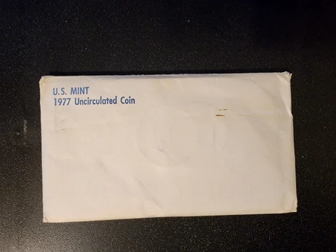 1977 Mint Set Original Envelope 12 Brilliant Uncirculated US Coins BU Cover