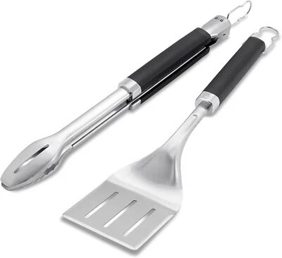 WEBER Stainless Steel Premium Cooking Tool BBQ Grill Tongs Spare Outdoor New - Image 1 of 4