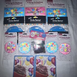 Paquete de 13 piezas para fiesta de cumpleaños - Invitaciones - ☼ Pancartas - Servilletas - Confeti - Insignias de cumpleaños - Imagen 1 de 10