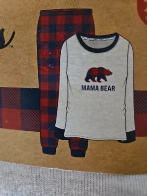 Dearfoams Women's Mama Bear Family 2 Pc Plus Size Long Sleeve Plaid Pajama Set - Image 1 of 4