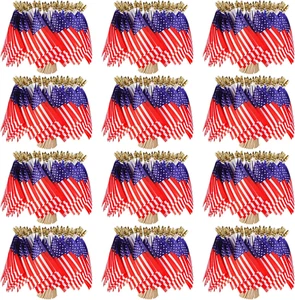 500 Pcs Mini American Flags on Stick 5X8 Inch Us Small Flags Hand Held Stick Fla - Picture 1 of 6