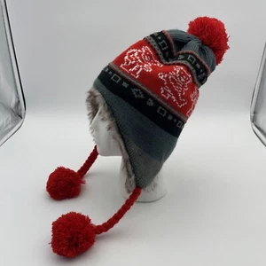 Red Black Charcoal Gray Grateful Dead Dancing Bear Knit Adult Hat Winter - Picture 1 of 7
