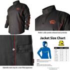 BSX Flame-Resistant Welding Jacket - Black with Red Flames, Size 