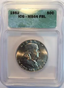 1952 FRANKLIN HALF DOLLAR ICG MS64 FBL - Picture 1 of 2