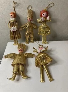 Lot of 5 1968-1969 Mr. Christmas Made in Japan Gold Lame Ornaments - Picture 1 of 24