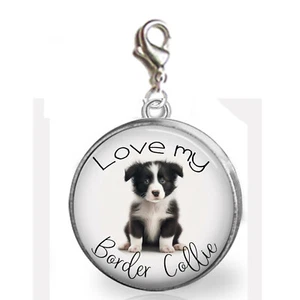 Love My Border Collie Cachorro Perro Dije Pulsera Cremallera Tirón Cartera Perro Amante Dije - Imagen 1 de 1