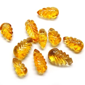 Piedras preciosas de citrino natural talla de hojas 24,85 CTS 10 PIEZAS GEMAS DE CITRINO EN FORMA DE HOJA - Imagen 1 de 6