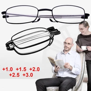 1.0/1.5/2.0/2.5/3.0 Spectacles Mens Folding Reading Glasses Foldable Eyeglass - Picture 1 of 17