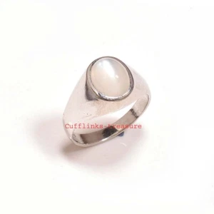 Natural Moonstone Gemstone with 925 Sterling Silver Ring for Men's #66 - Picture 1 of 5