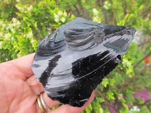 Schwarz Obsidian Kristall Heilung Rohschutz Glas Naturstück Mexiko 173g - Bild 1 von 24