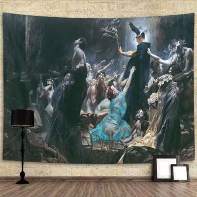 Tapiz extra grande colgante de pared mitología griega medieval arte en tela  Foto 1 de 4